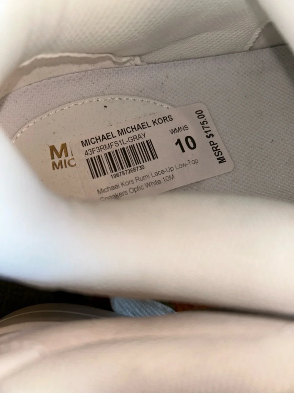 Michael Kors White Leather MK Heel Logo Sneakers